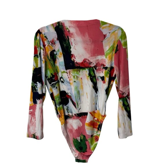 NORMA KAMALI RASHGUARD BODYSUIT WATERMELON SPLASH SIZE L ARTSY COLORFUL ZIP - Picture 3 of 8